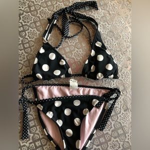 Tommy Hilfiger black and white polka dot bikini